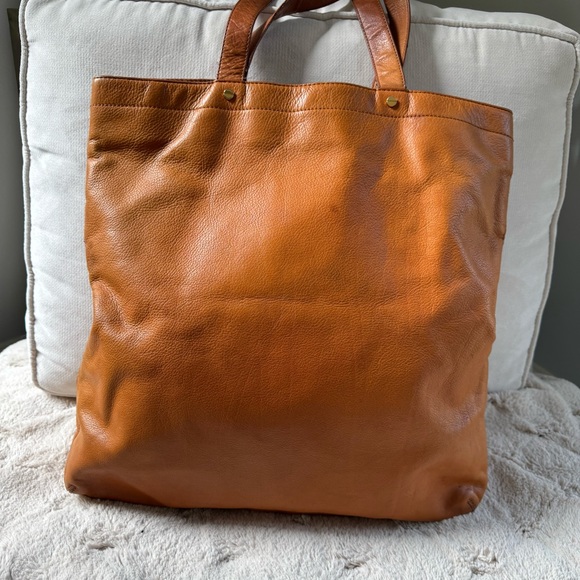 Tory Burch Cognac Perforated Logo Leather Tote Bag - Picture 2 of 16